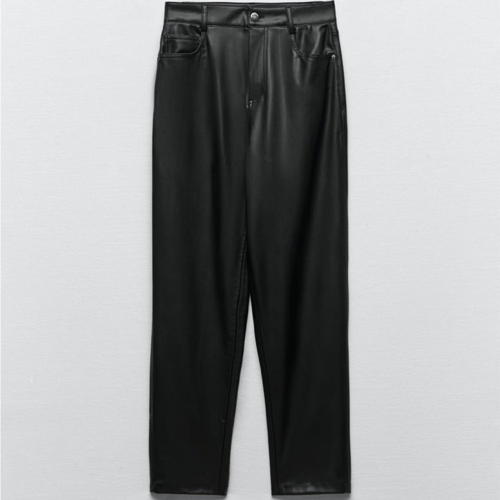 Zara Black Leather Pants Size 28